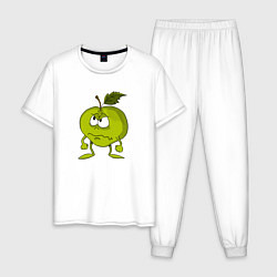 Пижама хлопковая мужская Злое яблоко, цвет: белый