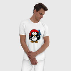 Пижама хлопковая мужская Пингвин пират, цвет: белый — фото 2
