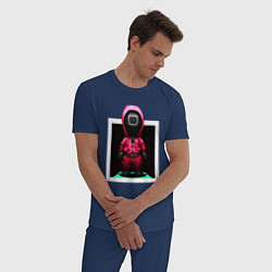 Пижама хлопковая мужская ИГРА В КАЛЬМАРА SQUID GAME КВАДРАТ, цвет: тёмно-синий — фото 2