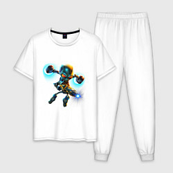 Пижама хлопковая мужская AlienCrypto, цвет: белый