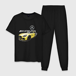 Пижама хлопковая мужская Mercedes V8 BITURBO AMG Motorsport, цвет: черный