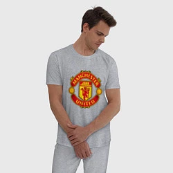 Пижама хлопковая мужская Манчестер Юнайтед логотип, цвет: меланж — фото 2