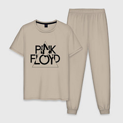 Пижама хлопковая мужская PINK FLOYD LOGO ПИНК ФЛОЙД, цвет: миндальный