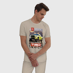 Пижама хлопковая мужская Toyota Racing Development mountains competition, цвет: миндальный — фото 2