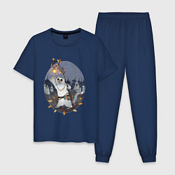 Пижама хлопковая мужская Кот-друид, цвет: тёмно-синий