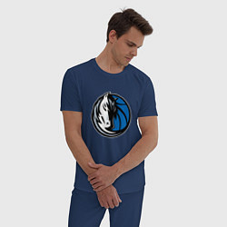 Пижама хлопковая мужская Даллас Маверикс логотип, цвет: тёмно-синий — фото 2