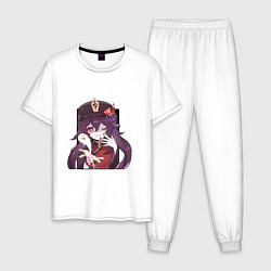 Пижама хлопковая мужская Шалость Ху Тао, цвет: белый