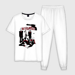 Пижама хлопковая мужская My Chemical Romance эмо стайл, цвет: белый