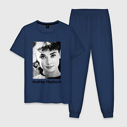 Пижама хлопковая мужская Одри Хепбёрн 88, цвет: тёмно-синий