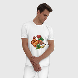 Пижама хлопковая мужская Куры гриль, цвет: белый — фото 2