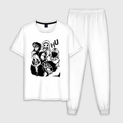 Пижама хлопковая мужская Участники группы Hollywood Undead, цвет: белый
