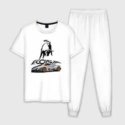 Пижама хлопковая мужская Lamborghini Egoista, цвет: белый