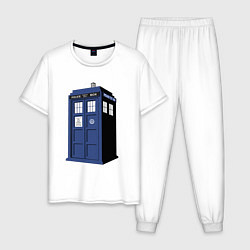 Пижама хлопковая мужская Тардис доктора кто 2024, цвет: белый