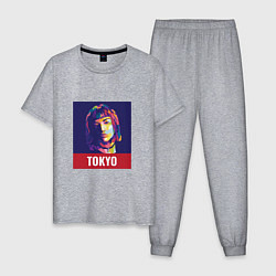 Пижама хлопковая мужская Tokyo - Токио, цвет: меланж