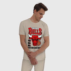 Пижама хлопковая мужская Chicago Bulls NBA, цвет: миндальный — фото 2