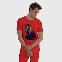 Пижама хлопковая мужская Опасный Многознаал, цвет: красный — фото 2
