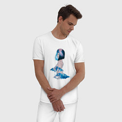 Пижама хлопковая мужская Nebula girl, цвет: белый — фото 2