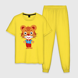 Пижама хлопковая мужская Тигряша, цвет: желтый