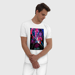 Пижама хлопковая мужская Прошлой ночью в Сохо постер, цвет: белый — фото 2