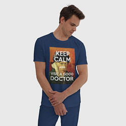 Пижама хлопковая мужская Успокойся и сходи к хорошему доктору!, цвет: тёмно-синий — фото 2
