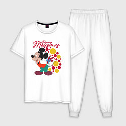 Пижама хлопковая мужская Mickey Merry Mousmas, цвет: белый