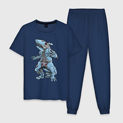 Пижама хлопковая мужская Cyber - Shark 2022, цвет: тёмно-синий