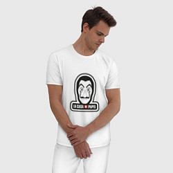 Пижама хлопковая мужская La Casa De Papel Dali, цвет: белый — фото 2