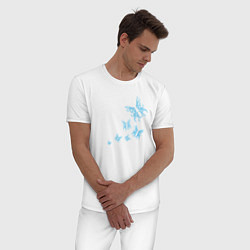 Пижама хлопковая мужская Неоновые бабочки Cotton Theme, цвет: белый — фото 2