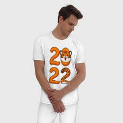 Пижама хлопковая мужская Тигр 2022, цвет: белый — фото 2