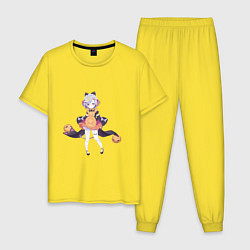 Пижама хлопковая мужская Хеллоуиновская Ци Ци, цвет: желтый
