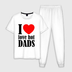 Пижама хлопковая мужская I LOVE HOT DADS, цвет: белый