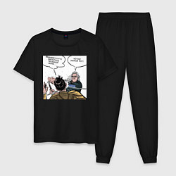 Пижама хлопковая мужская Мем ВЕДЬМАК, цвет: черный