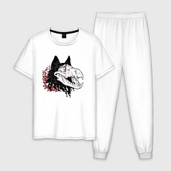 Пижама хлопковая мужская Fashionable avant-garde wolf, цвет: белый