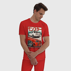 Пижама хлопковая мужская Nissan Skyline Ниссан Скайлайн, цвет: красный — фото 2