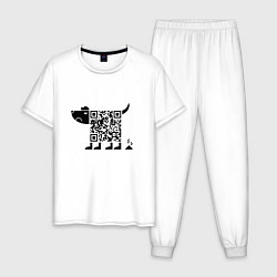Пижама хлопковая мужская QR DOG QR КОД, цвет: белый