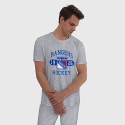 Пижама хлопковая мужская Нью Йорк Рейнджерс, New York Rangers, цвет: меланж — фото 2