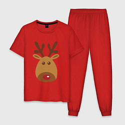 Пижама хлопковая мужская Олень 2022, цвет: красный