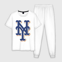 Пижама хлопковая мужская New York Mets - baseball team, цвет: белый