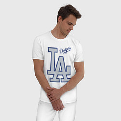 Пижама хлопковая мужская Los Angeles Dodgers - baseball team, цвет: белый — фото 2