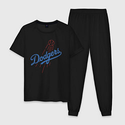 Пижама хлопковая мужская Los Angeles Dodgers baseball, цвет: черный