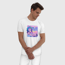Пижама хлопковая мужская Космическая Иззи, цвет: белый — фото 2