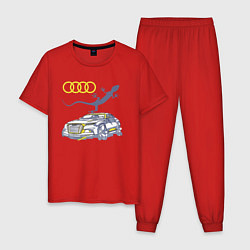 Пижама хлопковая мужская Audi Quattro - зачётное точило!, цвет: красный