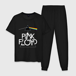 Пижама хлопковая мужская PINK FLOYD LOGO ПИНК ФЛОЙД, цвет: черный