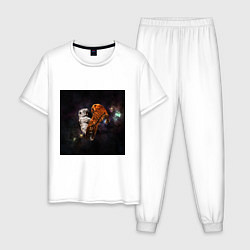 Пижама хлопковая мужская Два тигра - 2022, цвет: белый