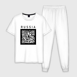 Пижама хлопковая мужская QR-КОД RUSSIAN ПРИКОЛ, цвет: белый