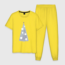 Пижама хлопковая мужская Стильная елка Акварель, цвет: желтый