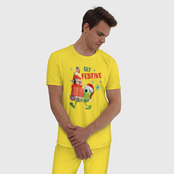 Пижама хлопковая мужская Майк с подарками, цвет: желтый — фото 2