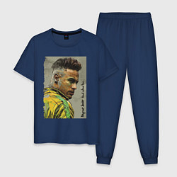 Пижама хлопковая мужская Neymar Junior - Brazil national team, цвет: тёмно-синий