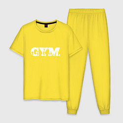 Пижама хлопковая мужская GYM- образ жизни, цвет: желтый