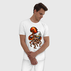 Пижама хлопковая мужская Skull cаp, цвет: белый — фото 2